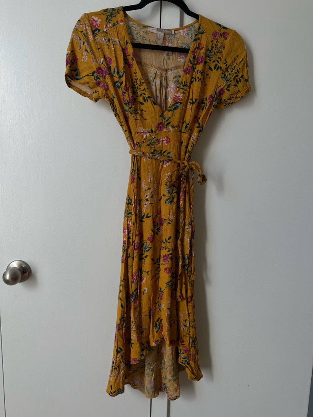 Floral Midi Dress in Mustard Yellow
